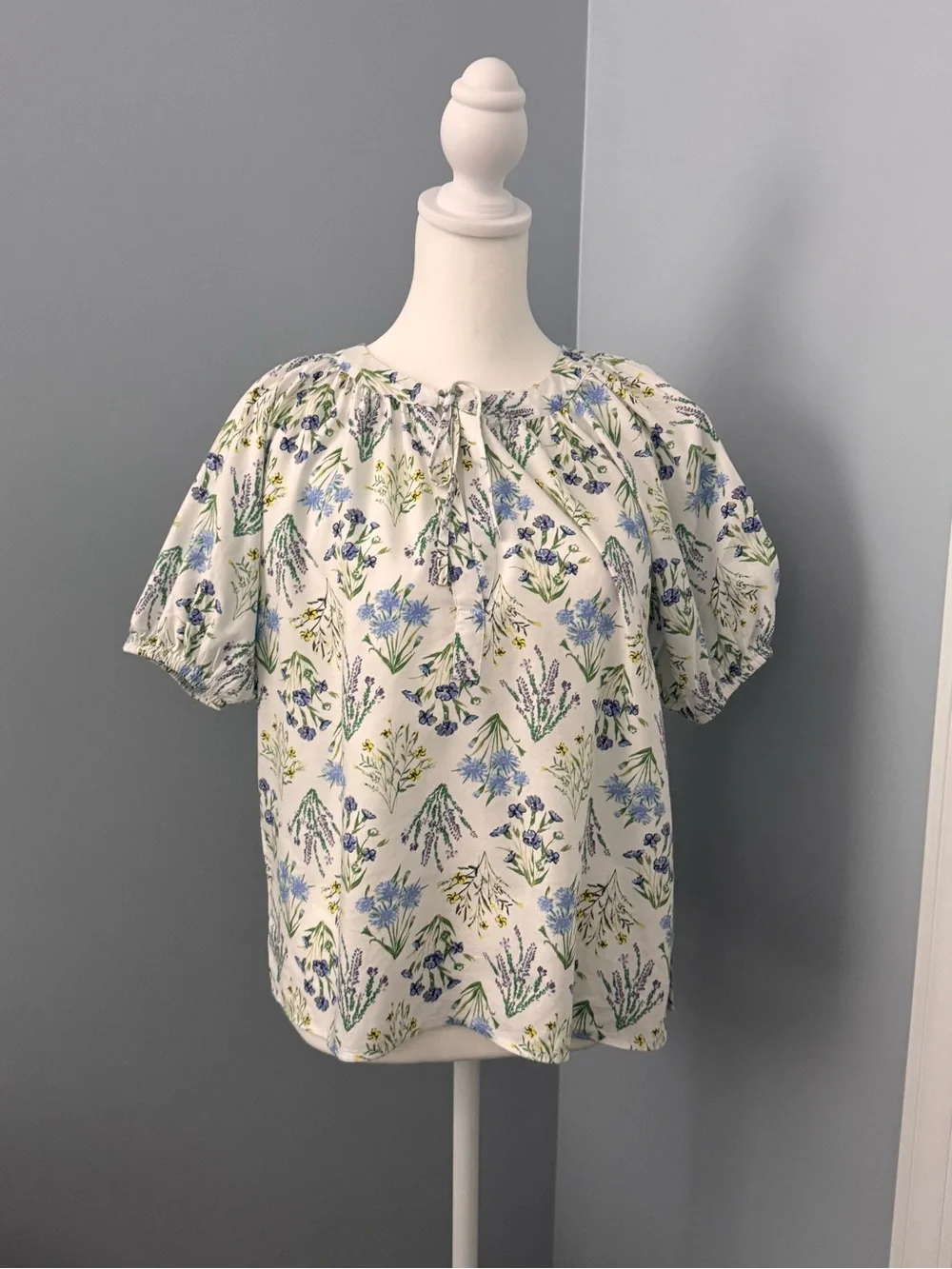 Loft Floral Puff-Sleeve Peasant Top - Size XS